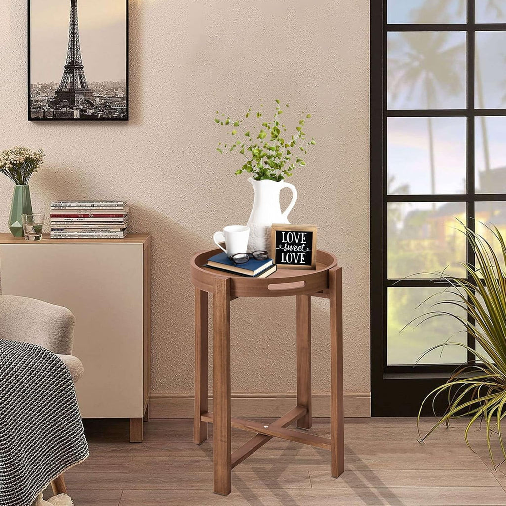 Round Wooden Side Tray Table 22" Tall P820831