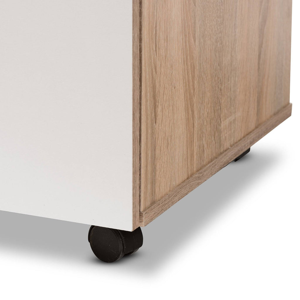 Light Oak and White Finish Kitchen Cabinet T92349