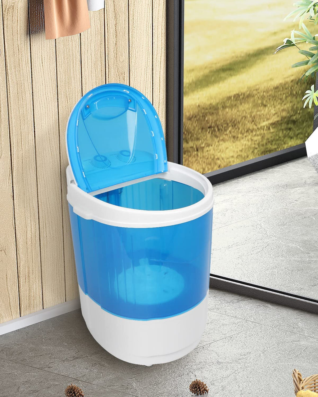7.7lbs Mini Portable Washing Machine with Spiner Basket E374476