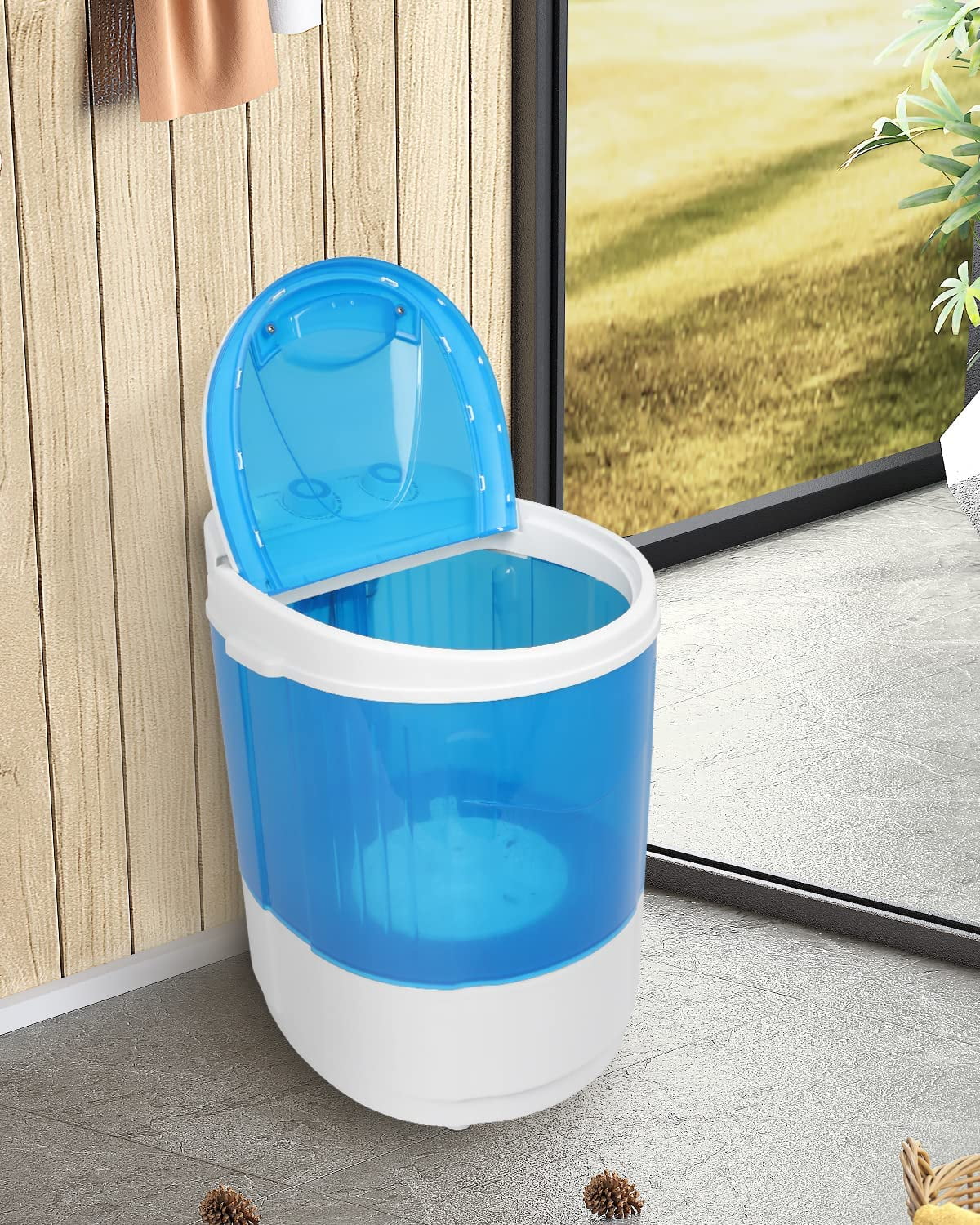 7.7lbs Mini Portable Washing Machine with Spiner Basket E374476