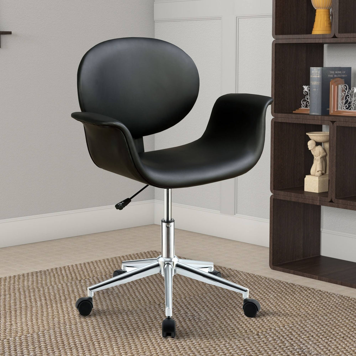 Black Metal Wooden Office Arm Chair E1183