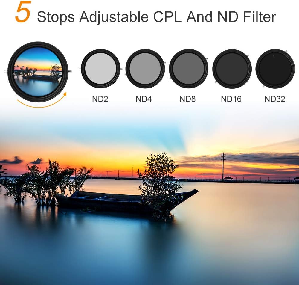 67mm Variable ND2-ND32 ND Filter and CPL Circular Polarizing Filter 2 in 1 S976142