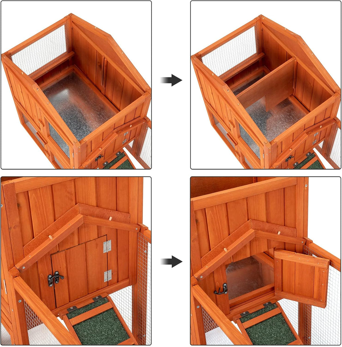 61" Wooden Chicken Coop on Wheels with Waterproof Tray P936