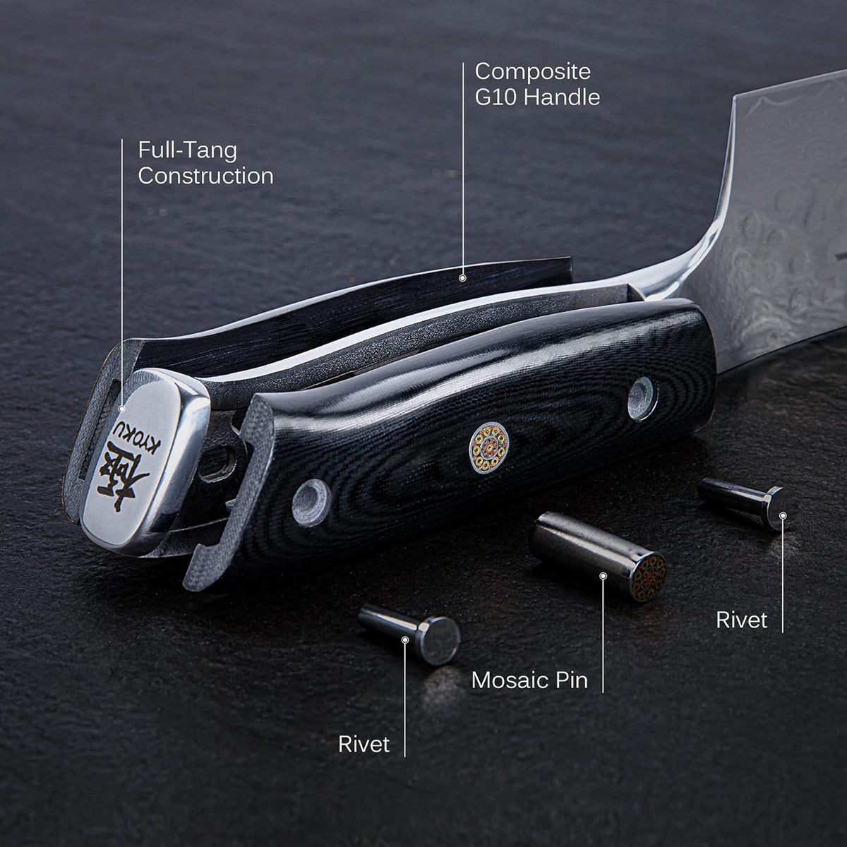 7" Vegetable Cleaver Knife with Sheath & Case A131665