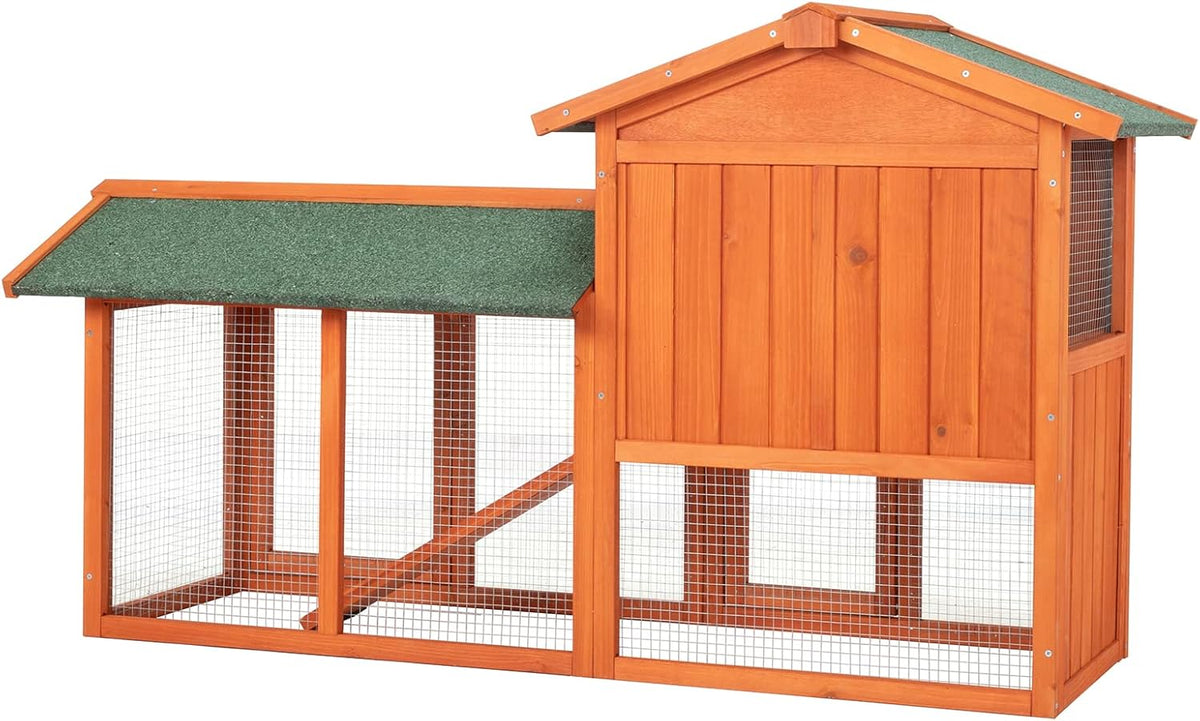 61" Wooden Chicken Coop on Wheels with Waterproof Tray P936