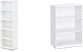 5-Tier Reversible Color Open Shelf Bookcase, White & 3-Tier Adjustable Shelf Bookcase, White U5917