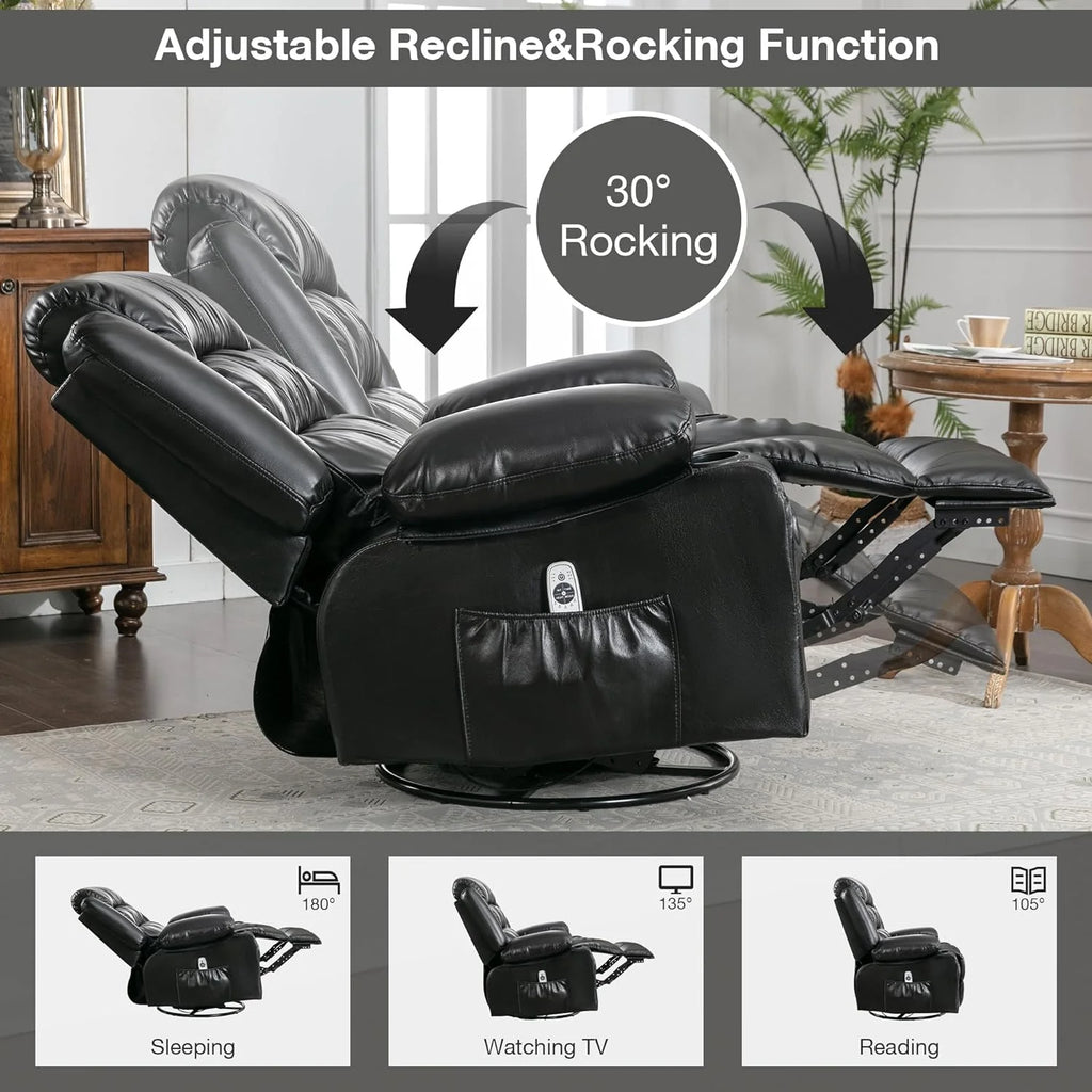 Black Power Recliner with Heat and Massage E90115