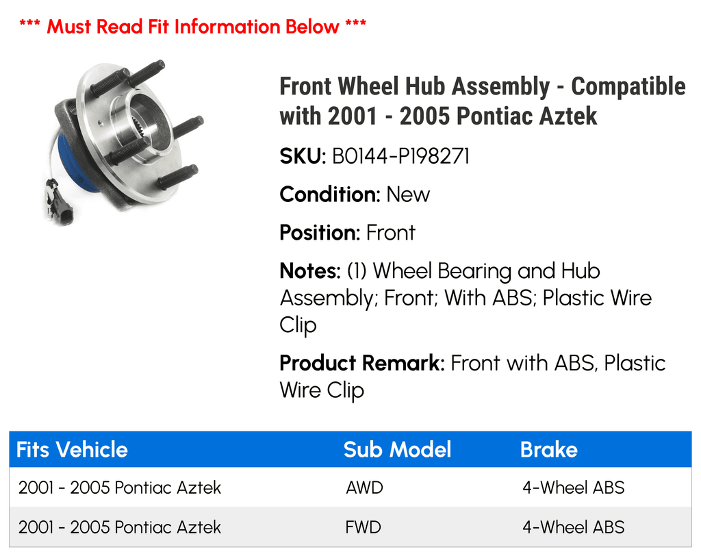 Front Wheel Hub Assembly A300225