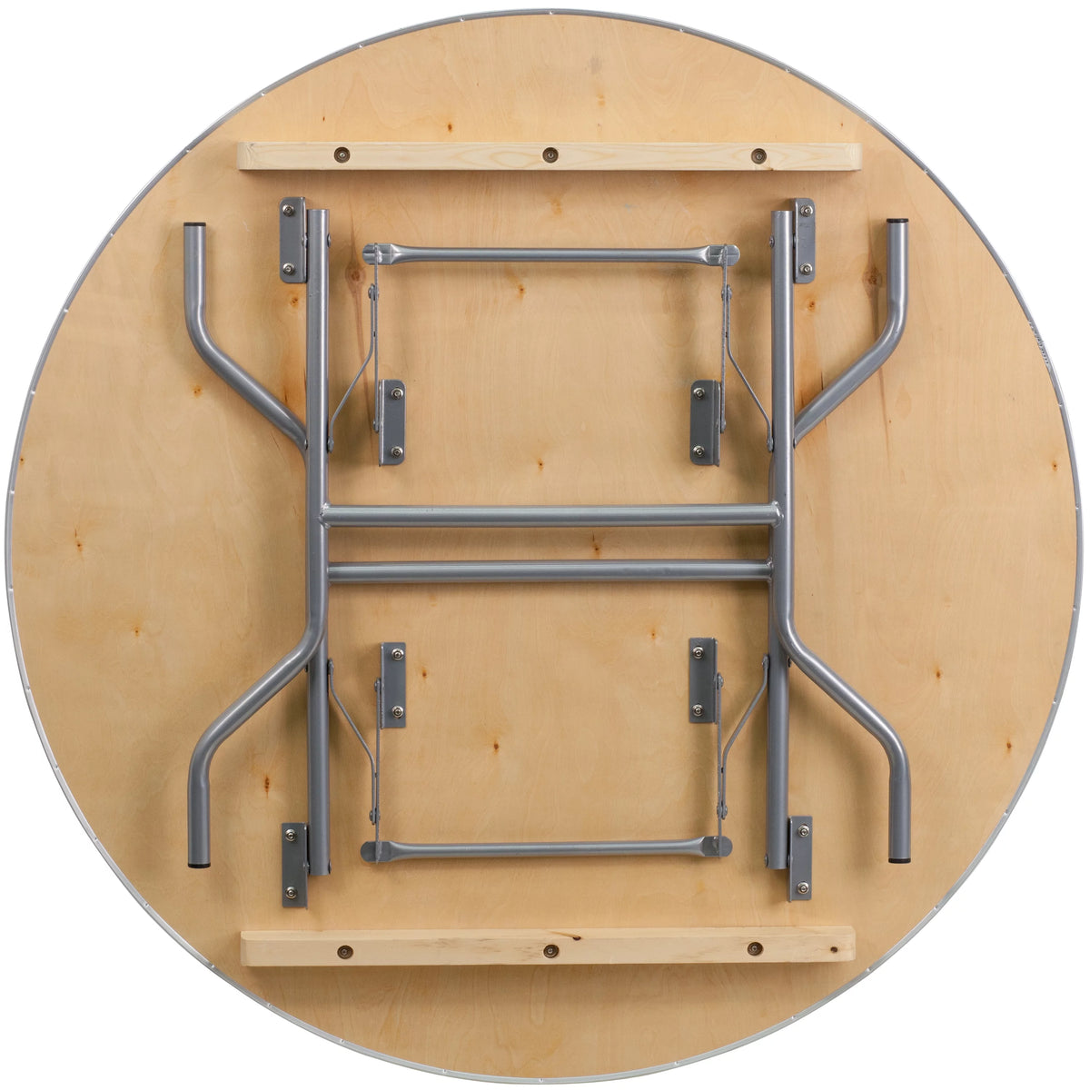 4-Foot Round Heavy Duty Birchwood Folding Banquet Table Y65661