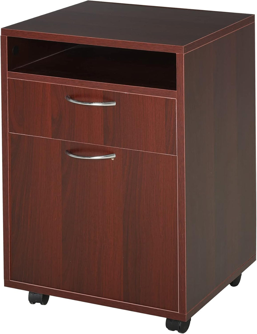 Brown Mobile File Cabinet with Lockable Drawer F762