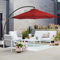 11ft Curvy Cantilever Offset Hanging Patio Umbrella with Base, Beige C21906