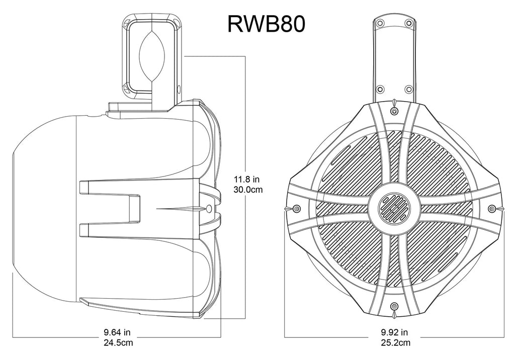 8" Black 600w Marine Wakeboard Tower Speakers with Amplifier Kit G6954