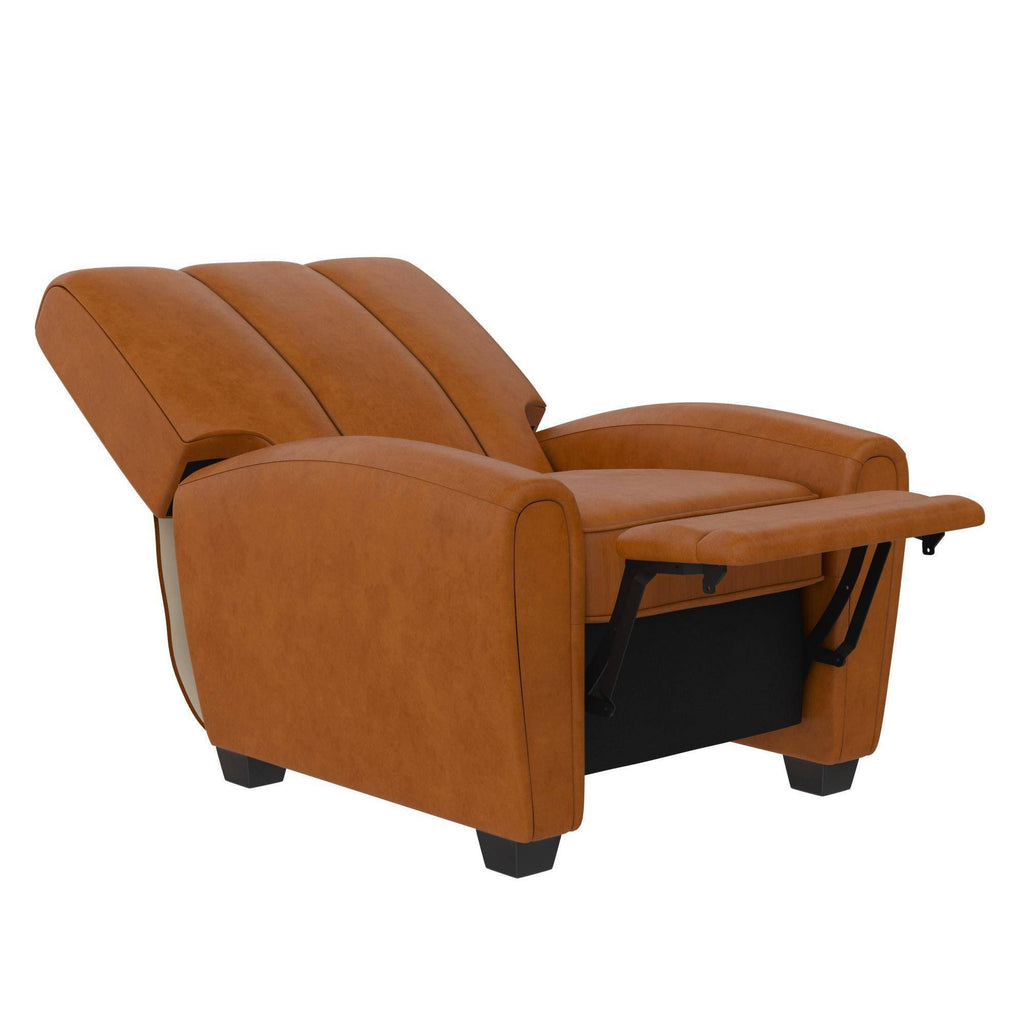 Camel Faux Leather Pushback Recliner U68098