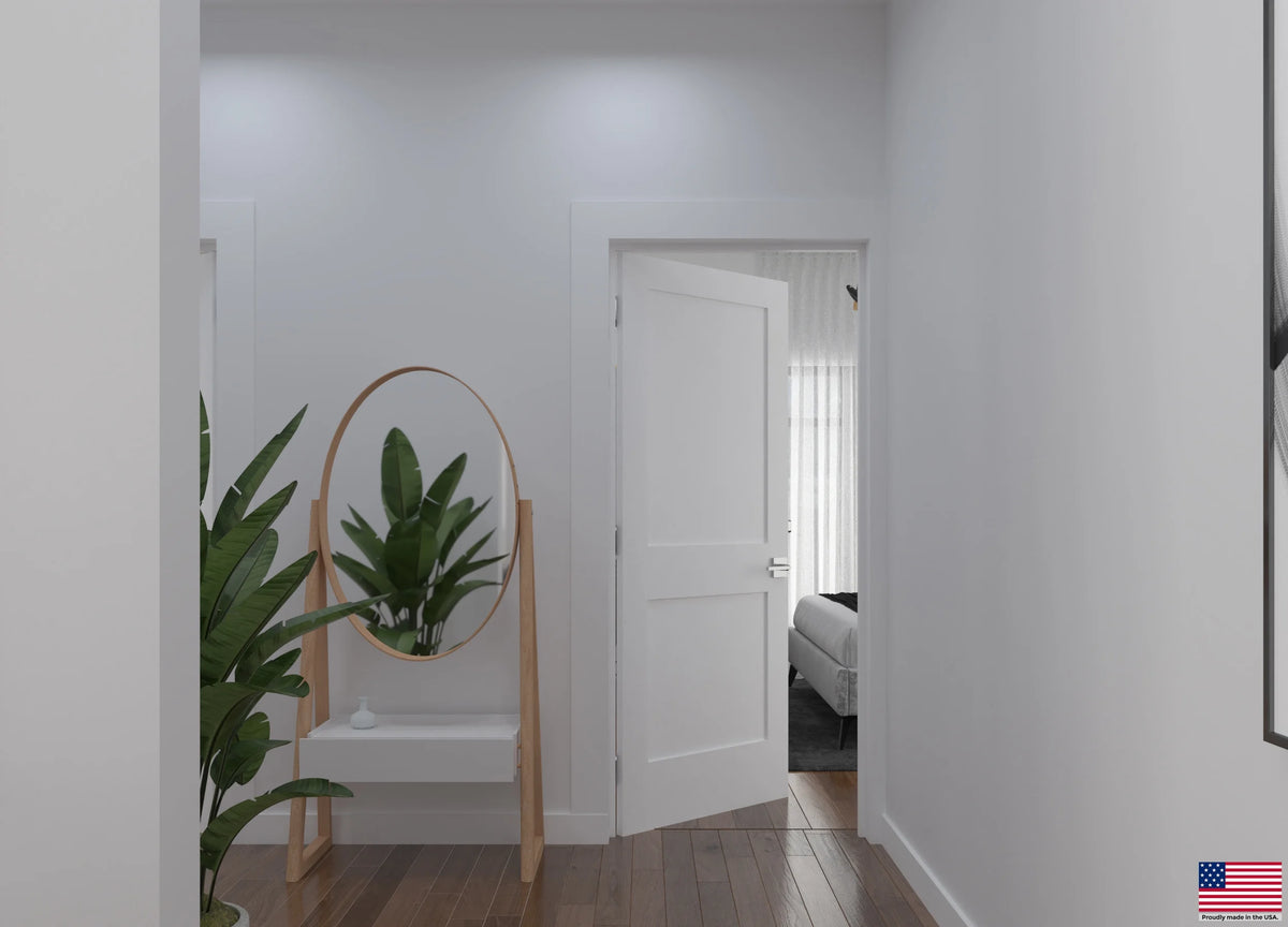 Solid Core White Primed Double Panel Prehung Interior Door Q120