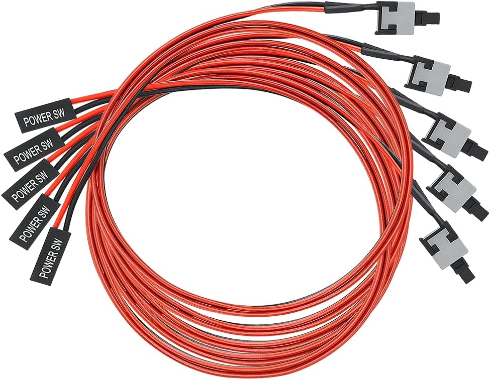 5pcs 2 Pin PC Power Cable Push Button ATX Computer Switch Wire Restart Switch 55CM T37775