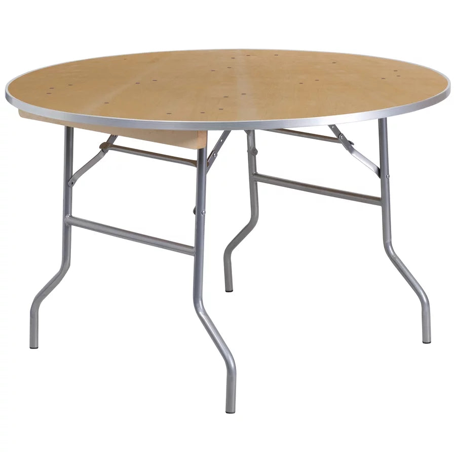 4-Foot Round Heavy Duty Birchwood Folding Banquet Table Y65661