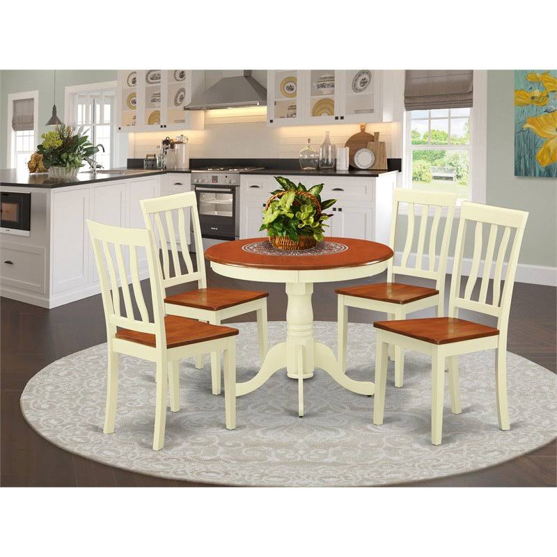 5 Pcs Dining Set with 4 Wood Chairs in Buttermilk Y904