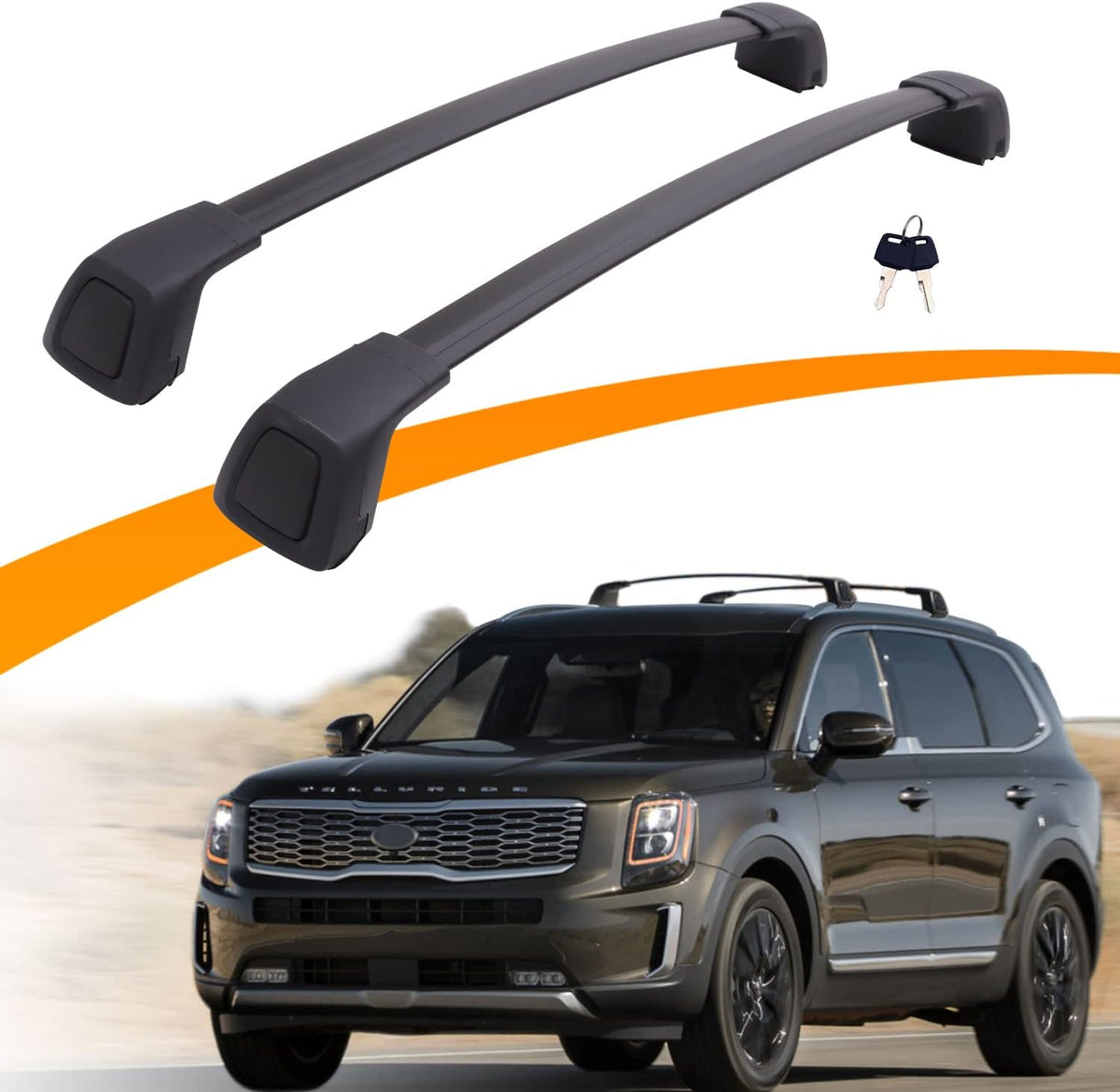 Black Roof Rack Cross Bars for Kia Telluride 2019-2022 A8080
