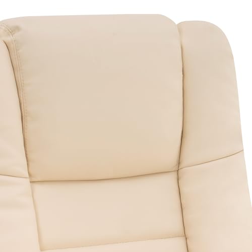 Cream White Faux Leather Recliner Chair with Ottoman Z362346