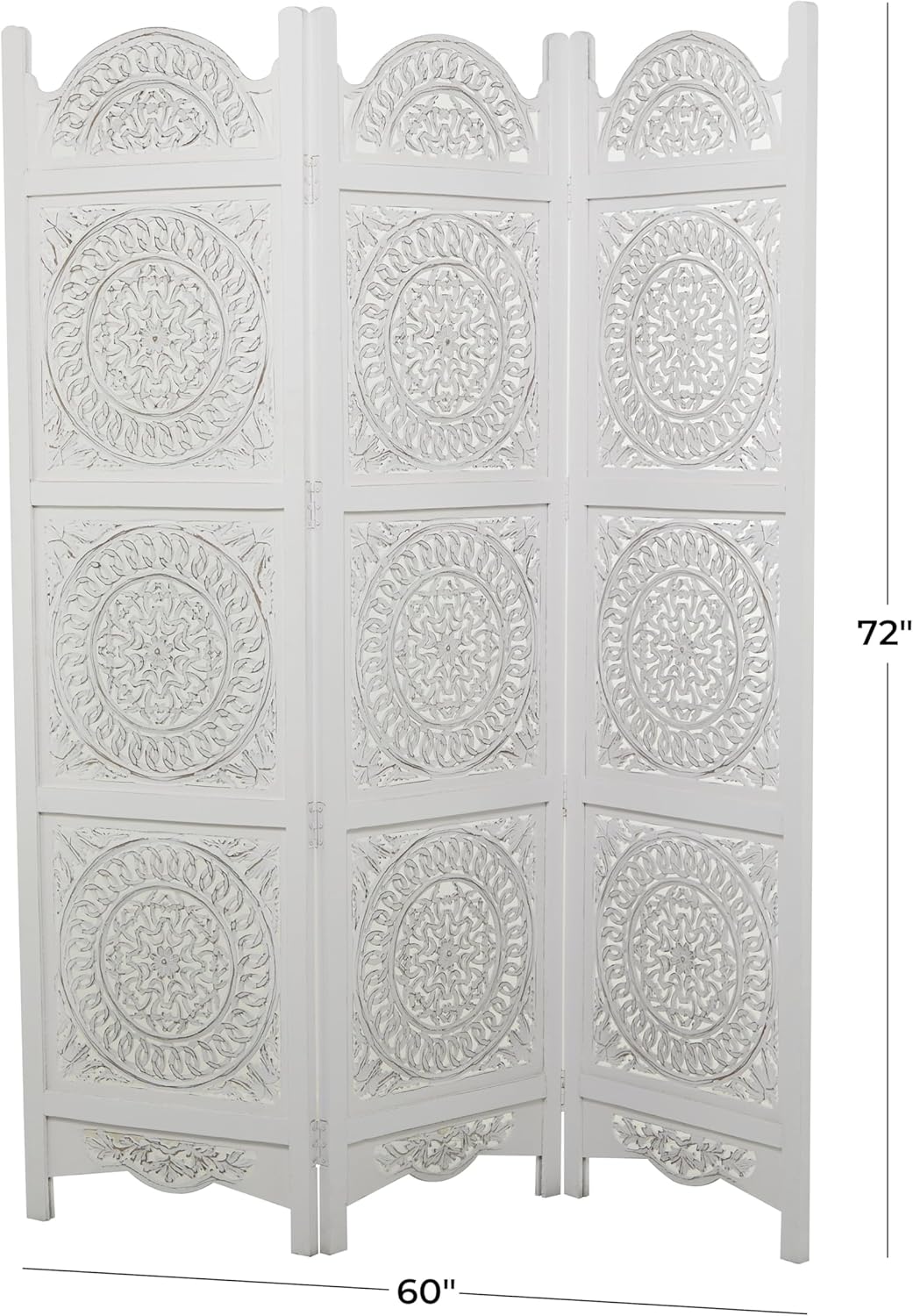 White 3 Panel Wood Room Divider Screen K117534
