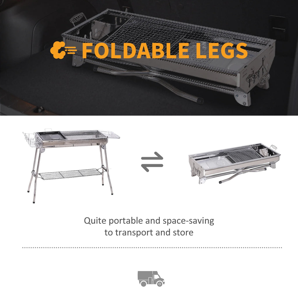 Portable Folding Charcoal BBQ Grill Stainless Steel B8764