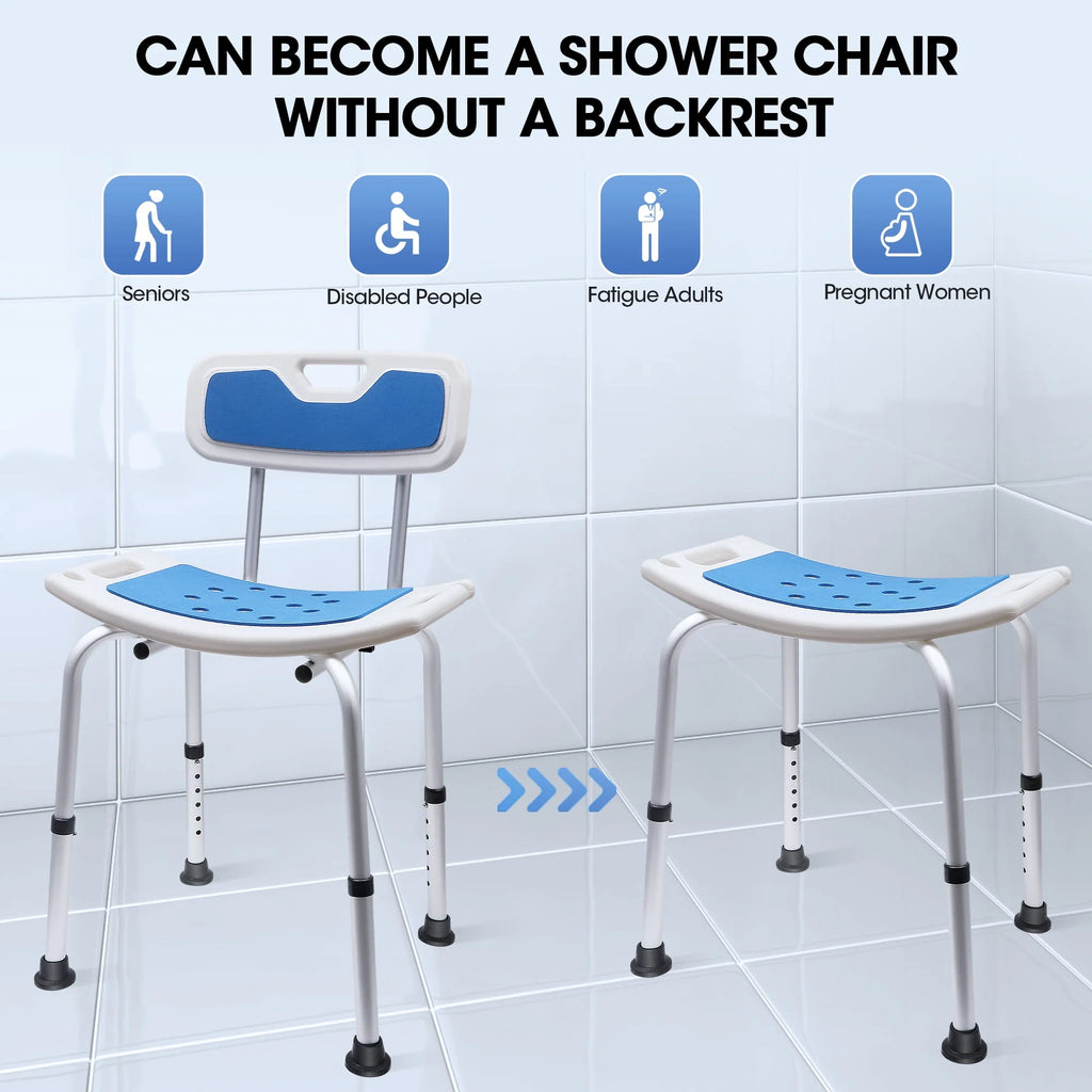Bath and Shower Chair with Back and Padded Armrests, Height Adjustable Q10217