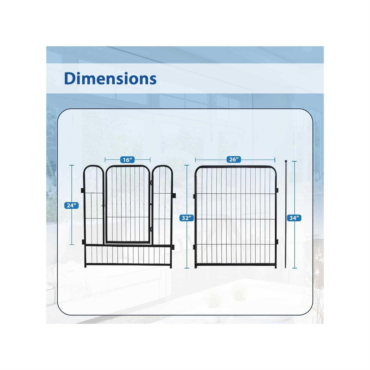 8 Panel Metal Exercise Pen with Pet Door A8660