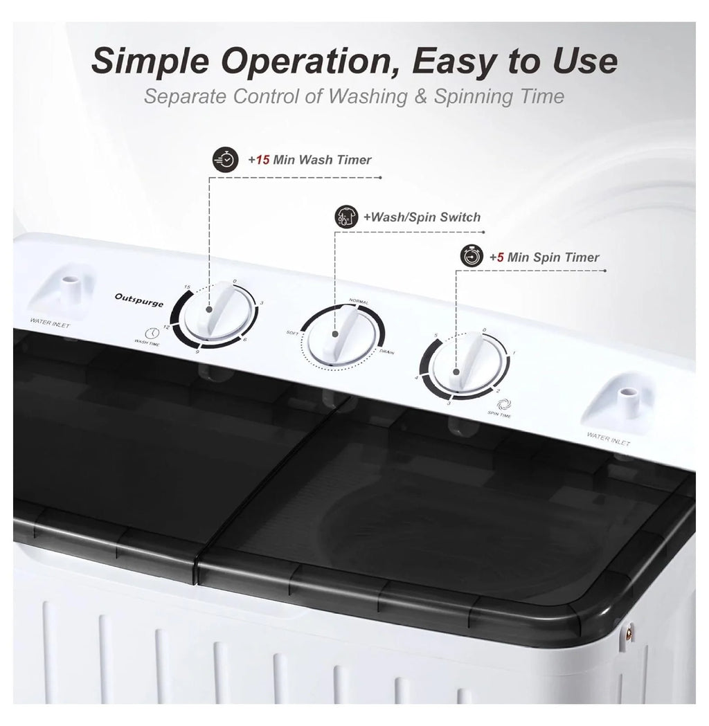 Portable 20lbs Washer and Dryer Combo Black E728