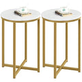 Black 16in Faux Marble Side Table with Metal Legs D57395