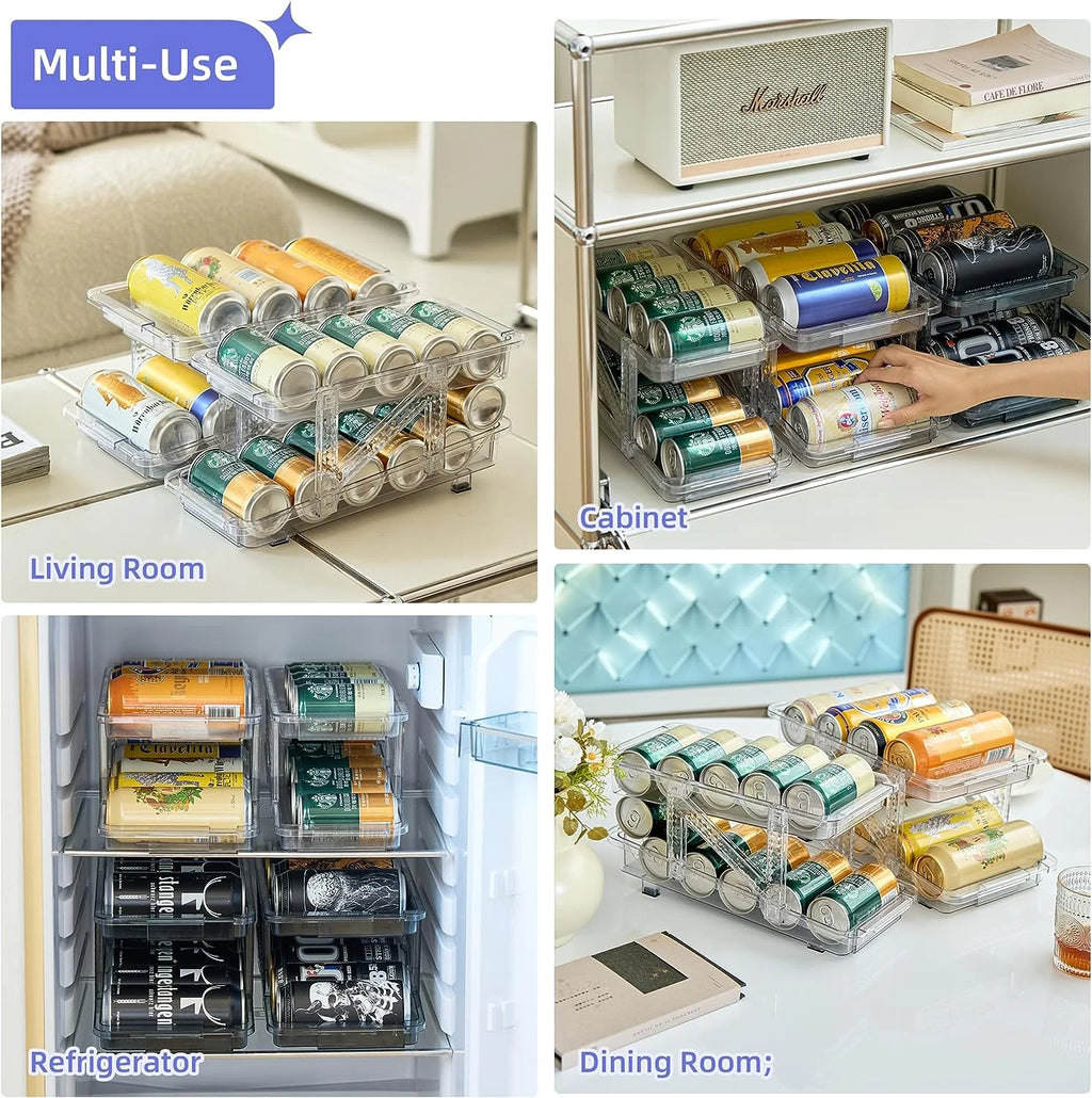 2 Pcs Clear Plastic Beverage Soda Can Organizer for Refrigerator T18039