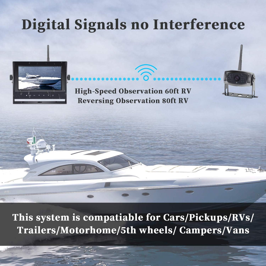 1080P Digital Wireless Rear View Camera with 7'' DVR Monitor IP67 Waterproof F918801