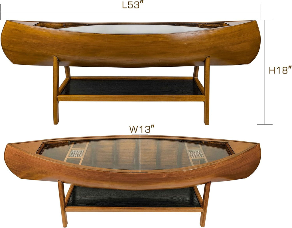 Walnut Antique Finish Oval Glass Coffee Table O83548