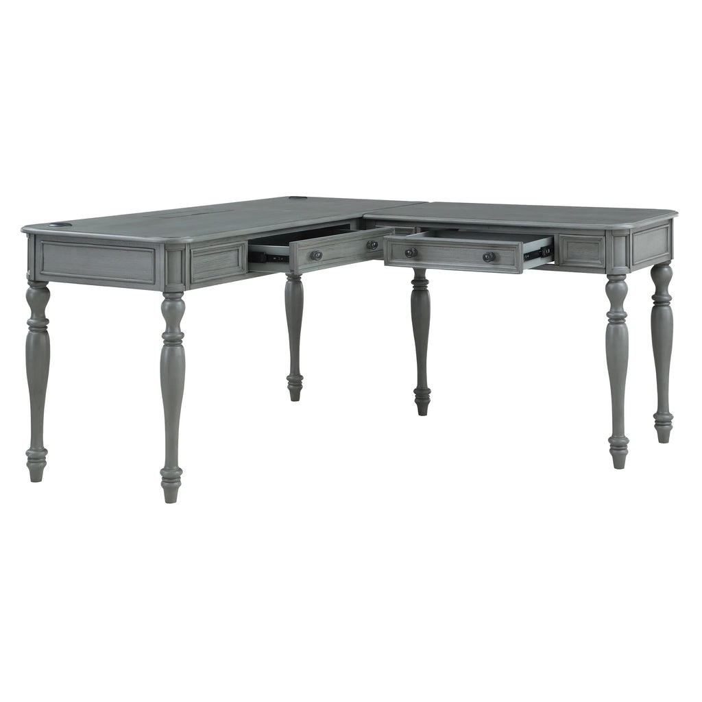 L-Shape Engineered Wood Desk with Power Z57079