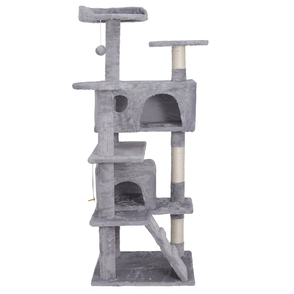 55-in Light Gray Cat Tree & Scratching Post Tower E677