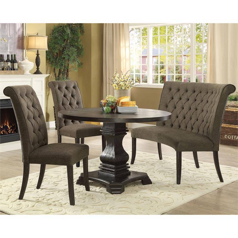 Gray Fabric Tufted Bench E31953