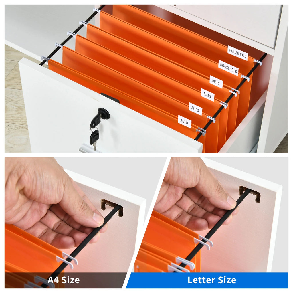 White 3 Drawer File Cabinet with Charging Station D92366