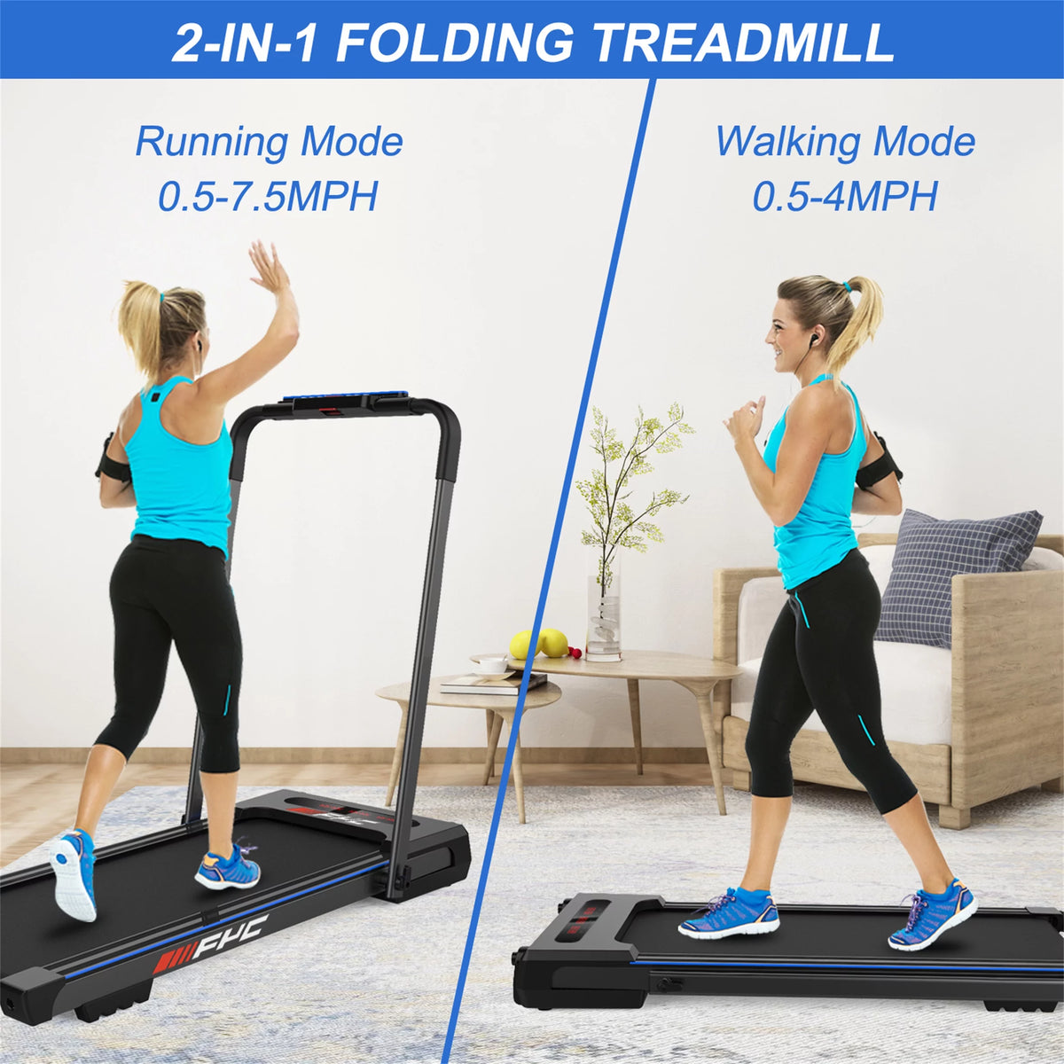 2 in 1 Under Desk Treadmill 2.5HP Blue H5381