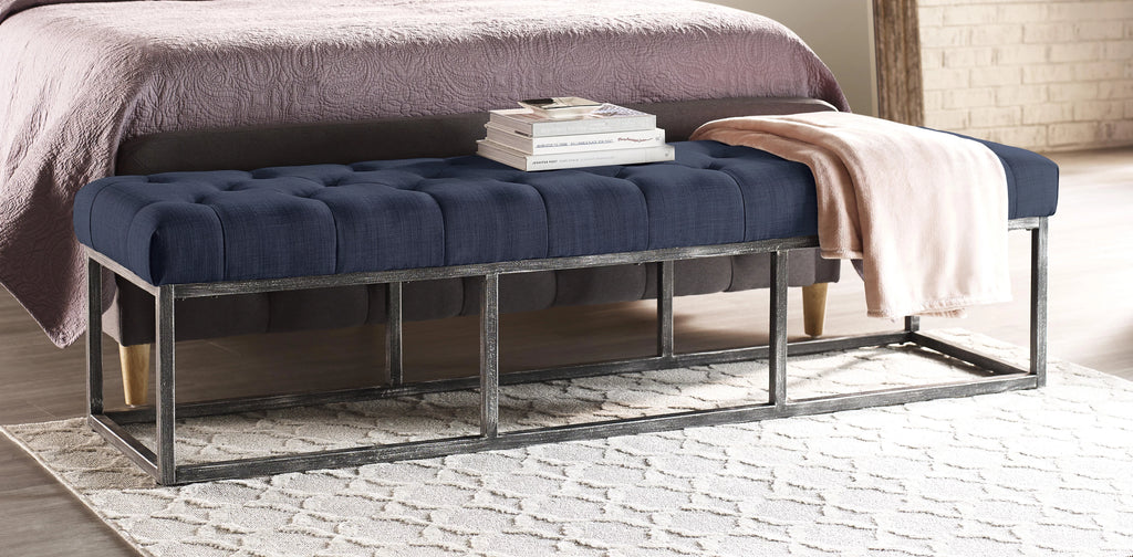 Tufted Bench with Iron Legs J306