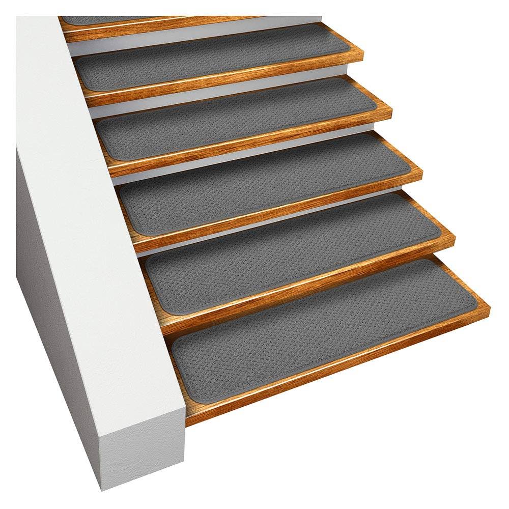 Set of 12 Skid-Resistant Carpet Stair Treads Gray K135726