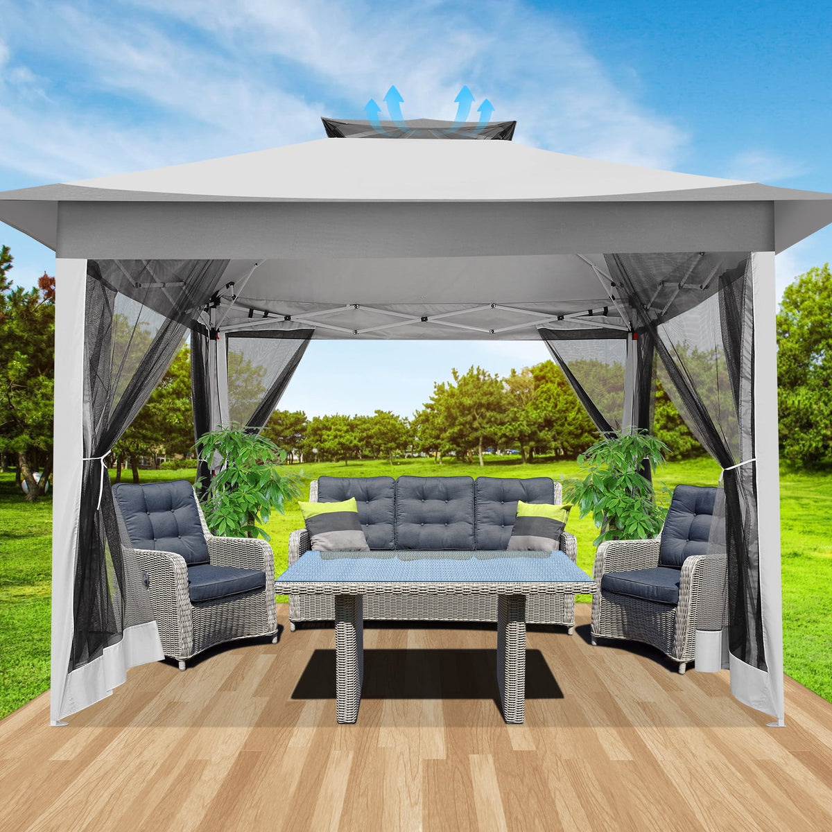 12x12FT Pop Up Gazebo with Mosquito Netting and Carry Bag I326717