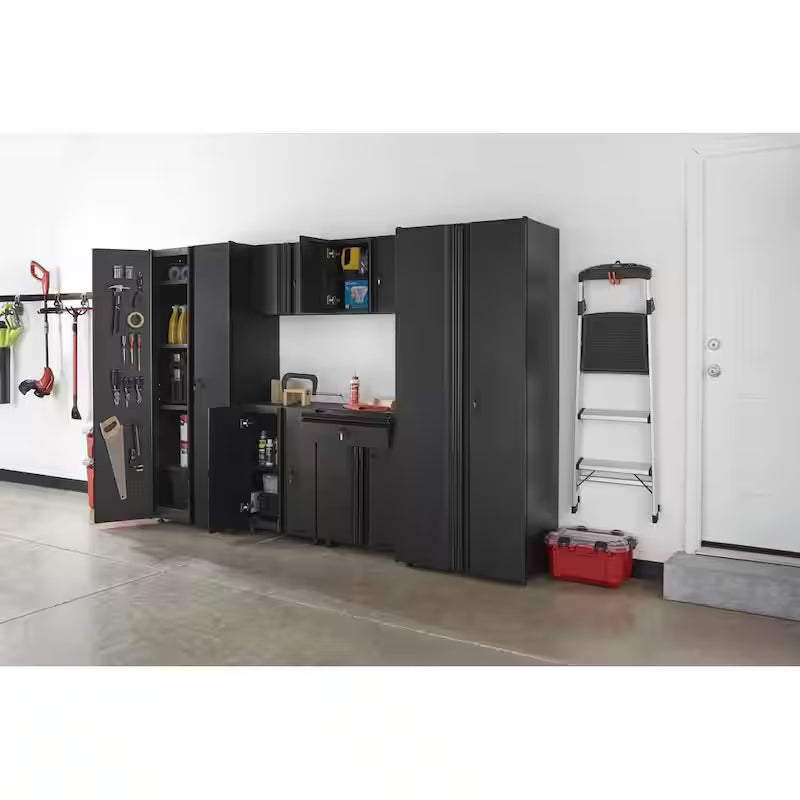 6-Piece Welded Steel Garage Storage System in Black A327