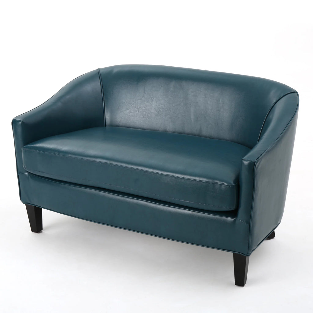 Teal Leather Loveseat J804