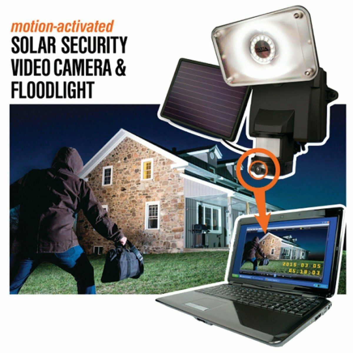 Solar Powered Security Video Camera Floodlight E71631