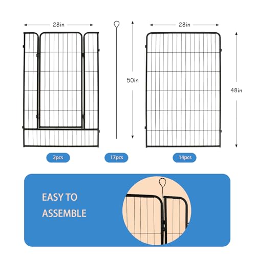 32 in Black Metal 16 Panel Dog Playpen with Gate Y9135