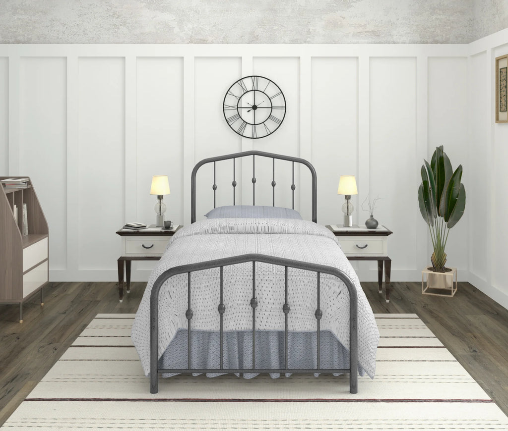 Twin Metal Bed Frame with Headboard and Footboard O98569