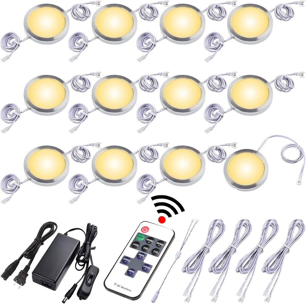 Dimmable Linkable Wired LED Puck Lights, 14 Lights, Warm White A1242