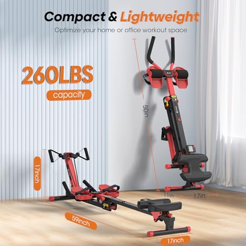 4 in 1 Foldable Rowing Machine with LCD Monitor U6808
