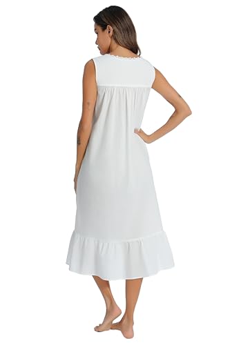 100% Cotton Sleeveless Sleep Dress with Pockets W10498