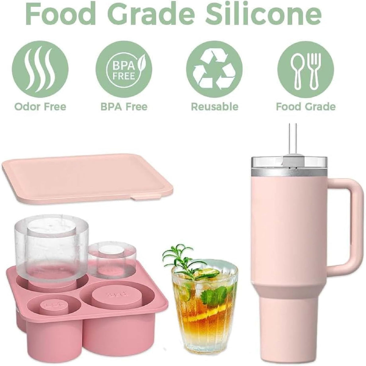 4 Pcs Silicone Ice Cube Tray with Lid L79910