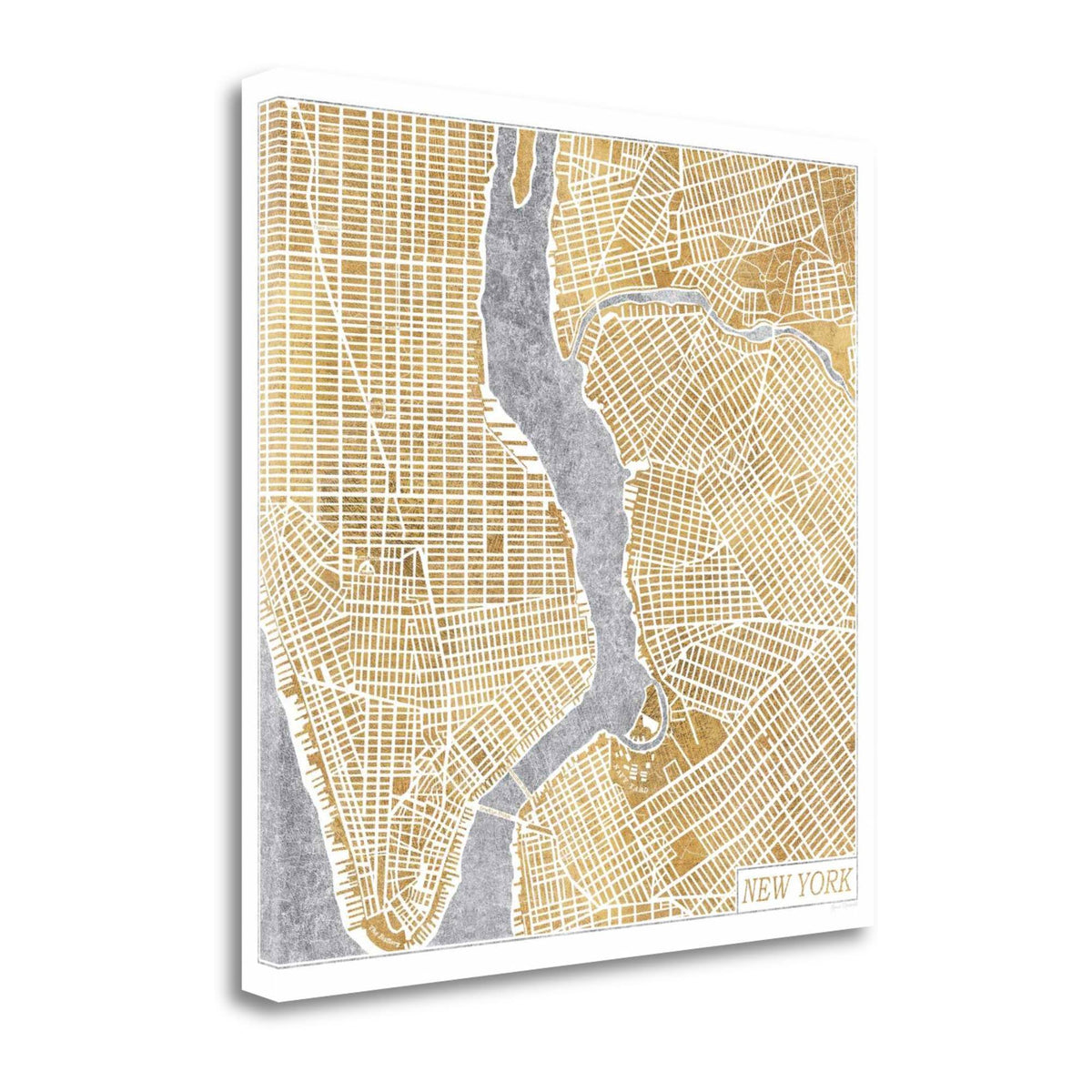 Gilded New York Map Giclee Print on Wrap Canvas V605987